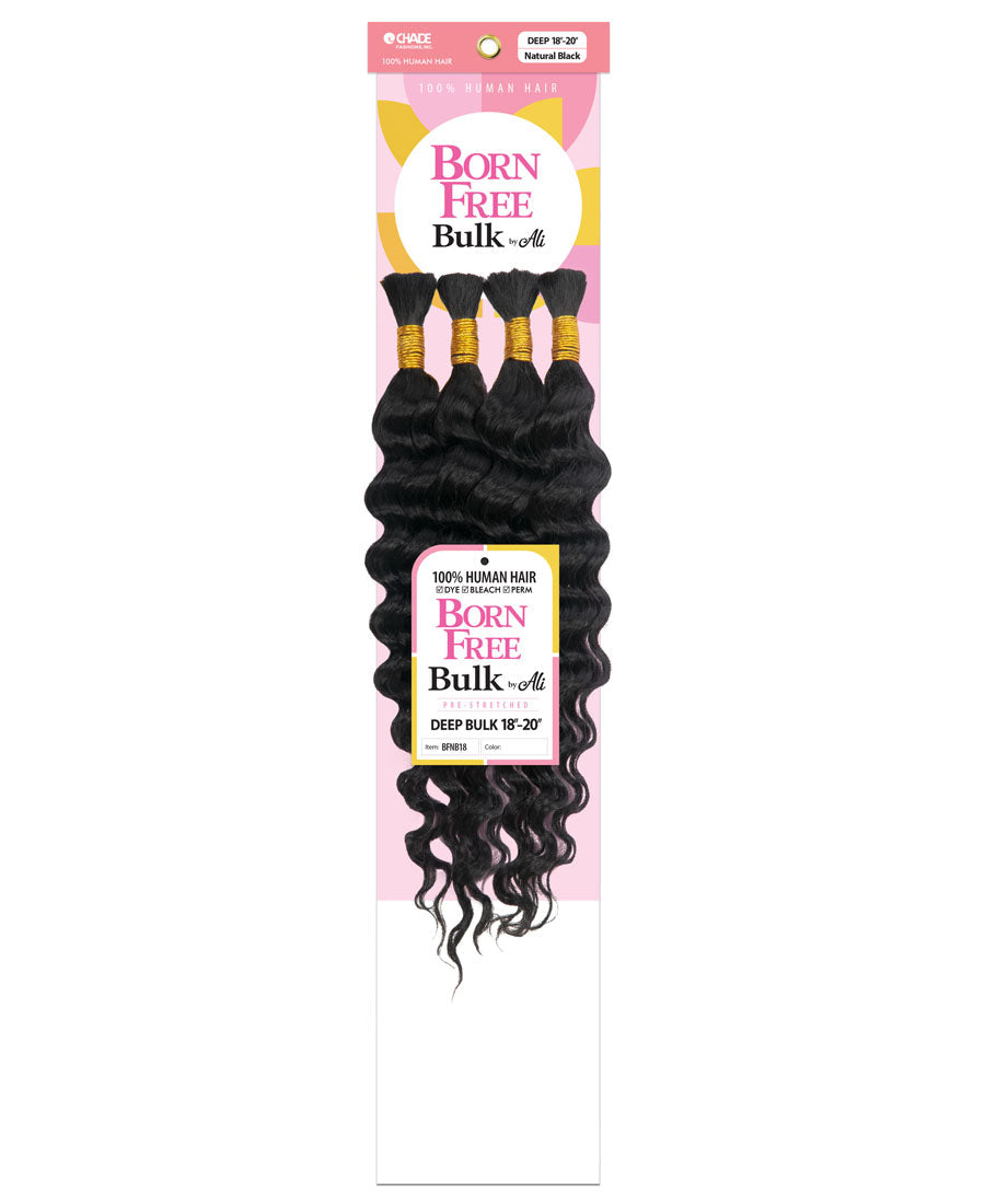 Born Free Bulk by Ali 100% Human Hair Pre Stretched Micro Braiding Hair - DEEP BULK 18